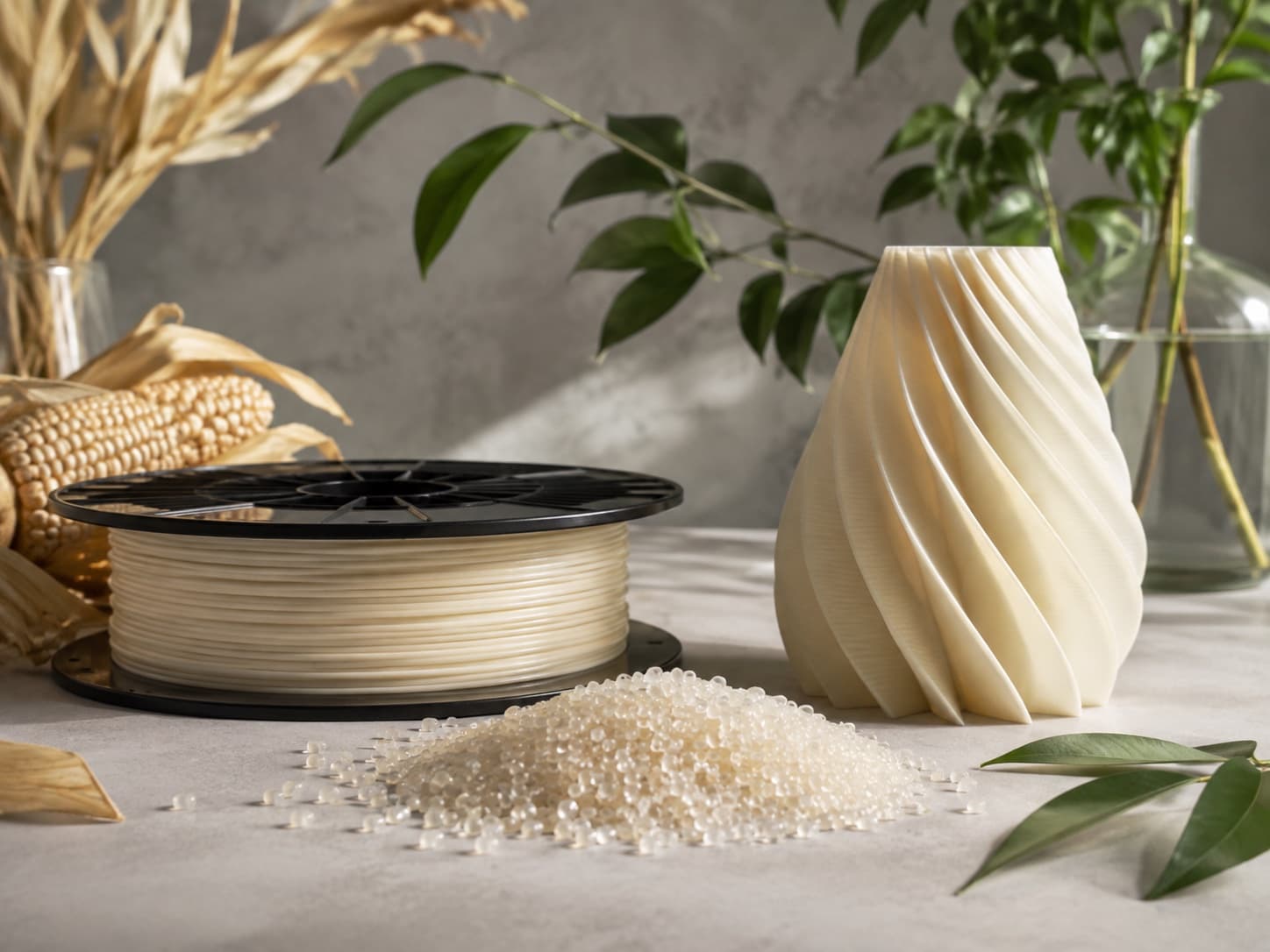Plant-derived PLA filament and material used in Kewl Store products